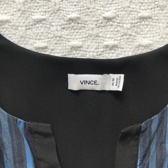 Vince Dress Women's Blue Tie Dye Double Layer Silk Shift Sleeveless V3254-50634 - Picture 7 of 9